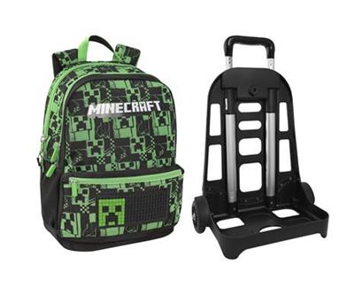 ZAINO ORGANIZZATO TROLLEY STACC. NEW GREEN MINECRAFT/