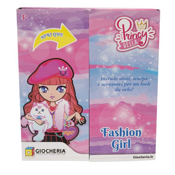 PRINCY BELLA - Fashion Girl Doll con Armadio 3 Vestitini e Acc.