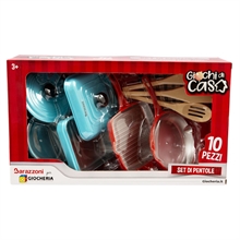 GIOCHI DI CASA - Set 10 Pentole in Metallo Col.Cucchiai Legno