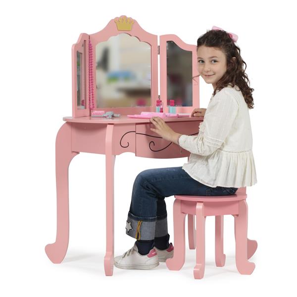 PRINCY BELLA - Specchiera in Legno con Sgabello