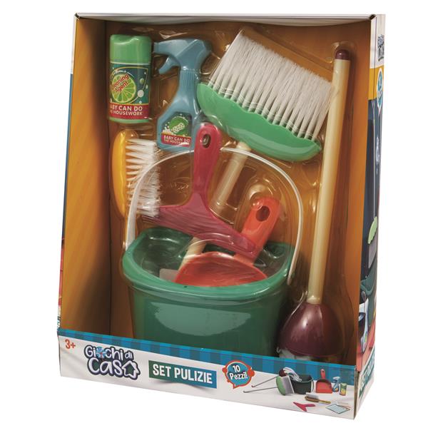 GIOCHI DI CASA - Set Pulizie 10 pezzi con Secchiello in Tronetto