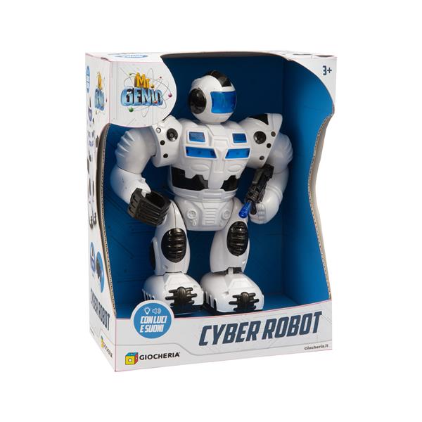 MR GENIO - CYBER Robot Bianco Cammina con Luci e Suoni