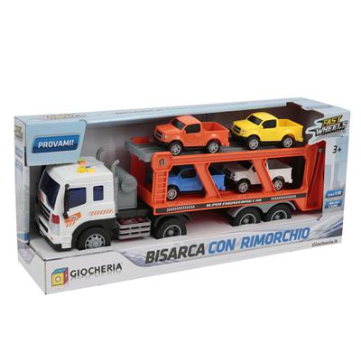 FAST WHEELS - Bisarca con 4 Auto 1:16   3 Modelli