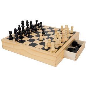 GIOCA e RIGIOCA - Dama e Scacchi in Legno con Cassettino