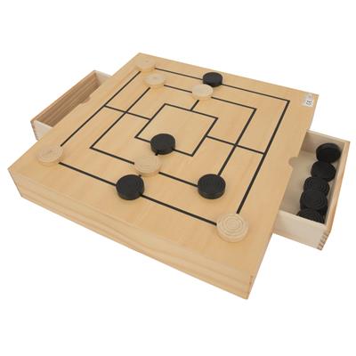 GIOCA e RIGIOCA - Dama, Scacchi e Tria in Legno con Cassettino