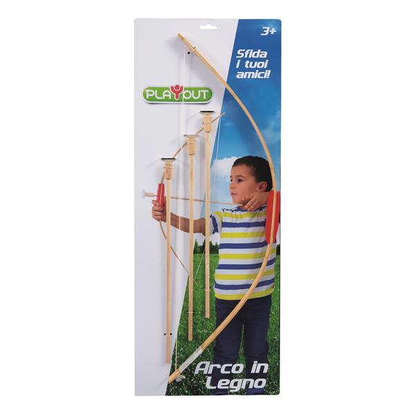 PLAY OUT - Arco in Legno Frecce a Ventosa con Bersaglio