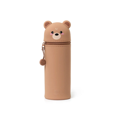 2 IN 1 SILICONE PENCIL CASE KAWAII TEDDY BEAR-