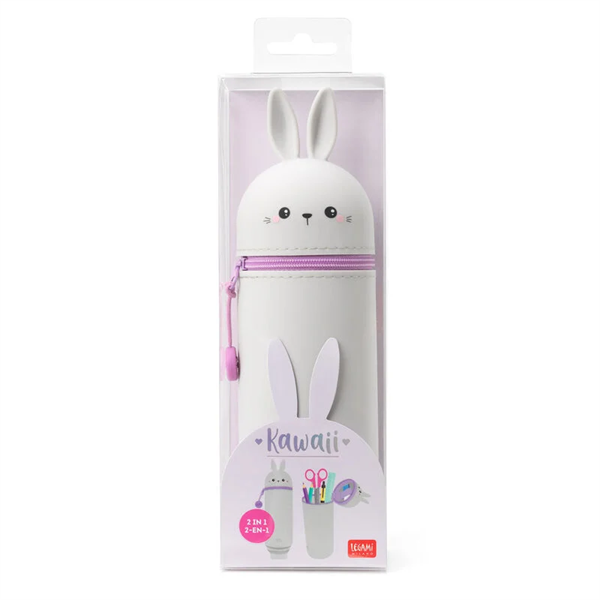 2 IN 1 SILICONE PENCIL CASE KAWAII BUNNY