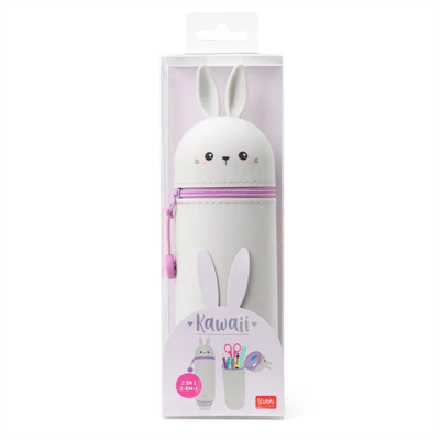 2 IN 1 SILICONE PENCIL CASE KAWAII BUNNY