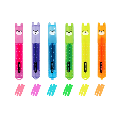 Set Of 6 Mini Highlighters - Teddy'S Mood - Teddy Bear