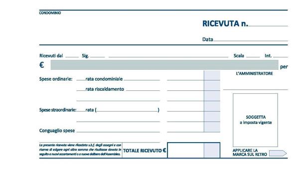 BLOCCO RICEVUTE DI CONDOMINIO 2 COPIE 10X16,5