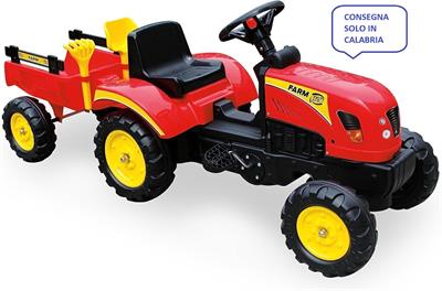 TEO'S - TRATTORE A PEDALI CON RIMORCHIO MAX 35 KG  ROSSO.