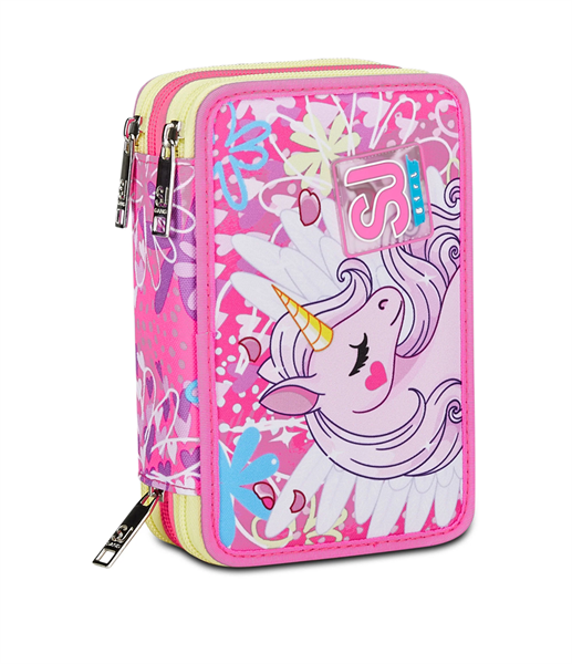 Astuccio 3 Zip Sj Gang Unicorn Led Girl..