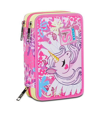 Astuccio 3 Zip Sj Gang Unicorn Led Girl..