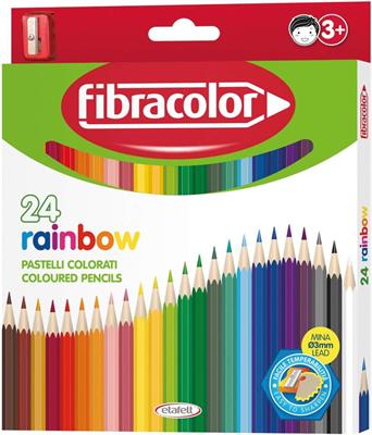 Fibracolor Rainbow Scatola 24 Colori Pastello Legno Esagonale Pu