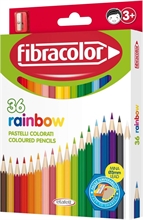Fibracolor Rainbow Scatola 36 Colori Pastello Legno Esagonale Pu