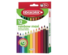 Fibracolor Rainbow Maxi Scatola 12 Colori Pastello Legno Esagona