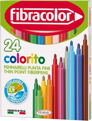 Fibracolor Colorito Scatola 24 Colori Pennarello Superlavabile P