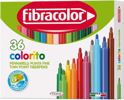 Fibracolor Colorito Scatola 36 Colori Pennarello Superlavabile P