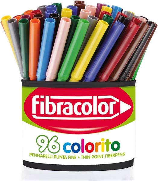 Fibracolor Colorito Barattolo 96 Pezzi Pennarello Superlavabile