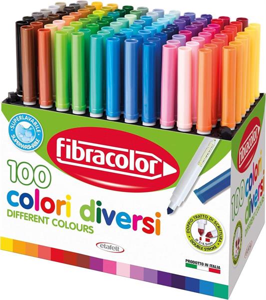 Fibracolor 100 Colori Pennarello Superlavabile Punta Conica