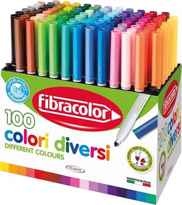 Fibracolor 100 Colori Pennarello Superlavabile Punta Conica