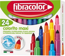 Fibracolor Colorito Maxi Scatola 24 Colori Pennarello Superlavab