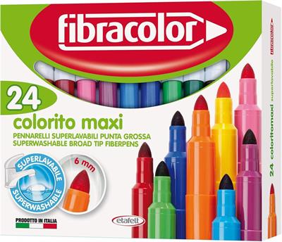 Fibracolor Colorito Maxi Scatola 24 Colori Pennarello Superlavab