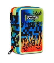 Astuccio 3 Zip Seven Scribbled Flame