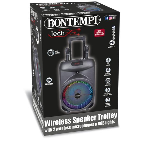 Trolley Amplificatore Wireless con 2 Microfono Wireless