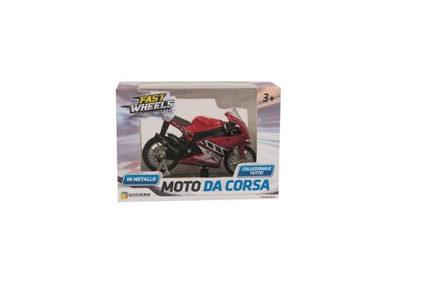 FAST WHEELS - Moto da Corsa Die Cast in dsp da 12 in 4 Mod.Ass.
