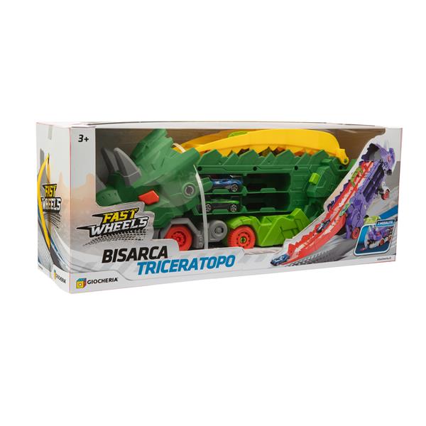 FAST WHEELS - Bisarca TRICERATOPO 2 Auto Incluse con Rampa di La
