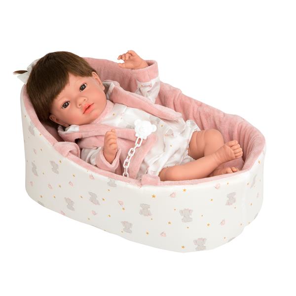 ARIAS - Bebè ANNA cm.40 in CULLA Rosa e Bianco PIANGENTE 60648 M
