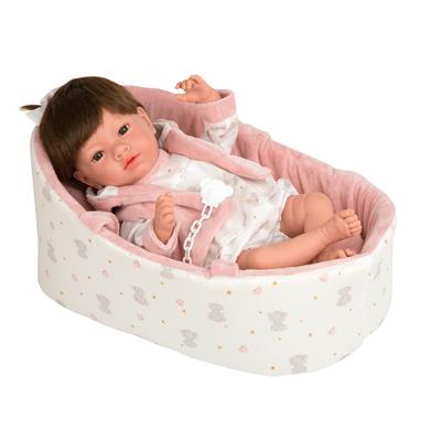 ARIAS - Bebè ANNA cm.40 in CULLA Rosa e Bianco PIANGENTE 60648 M