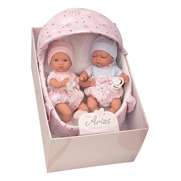 ARIAS - Gemelli 28 cm con Culla 60695 Corpo VINILE