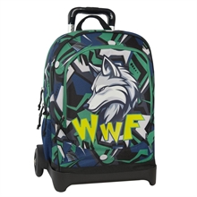 Zaino Organizzato Trolley Staccabile Wwf Illustrato Lupo
