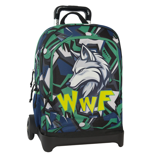 Zaino Organizzato Trolley Staccabile Wwf Illustrato Lupo