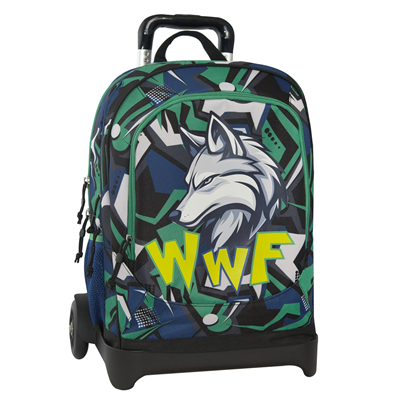 Zaino Organizzato Trolley Staccabile Wwf Illustrato Lupo