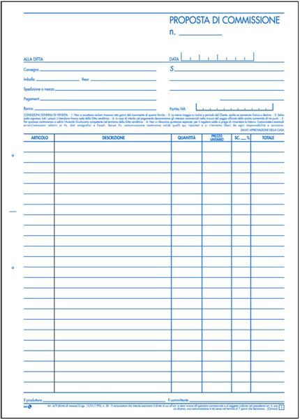 BLOCCO COPIA COMMISSIONE 2 COPIE 22,5x29,7