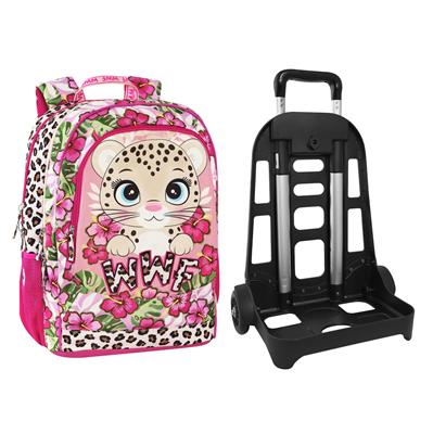Zaino Organizzato Trolley Staccabile Wwf Illustrato Leopardo