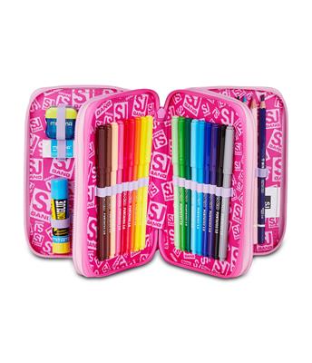 Astuccio 3 Zip Sj Gang Fluffy Pink Girl