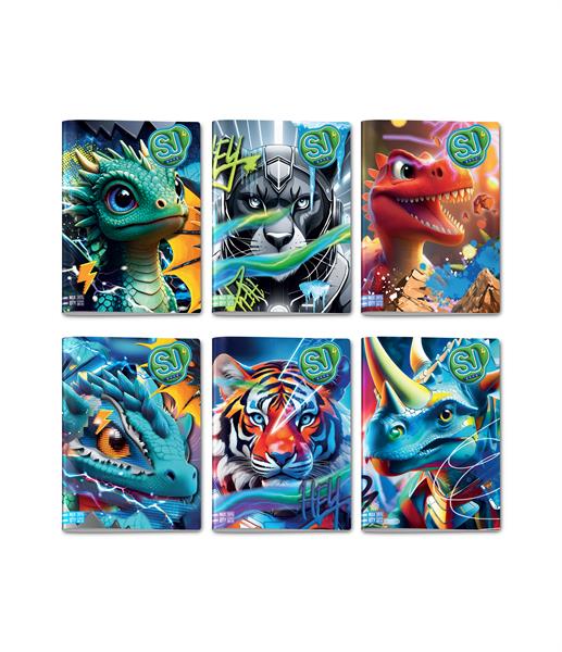 Quaderno A4 Maxi 96/100 Sj Gang Cartotecnica Animali Boy Quadri